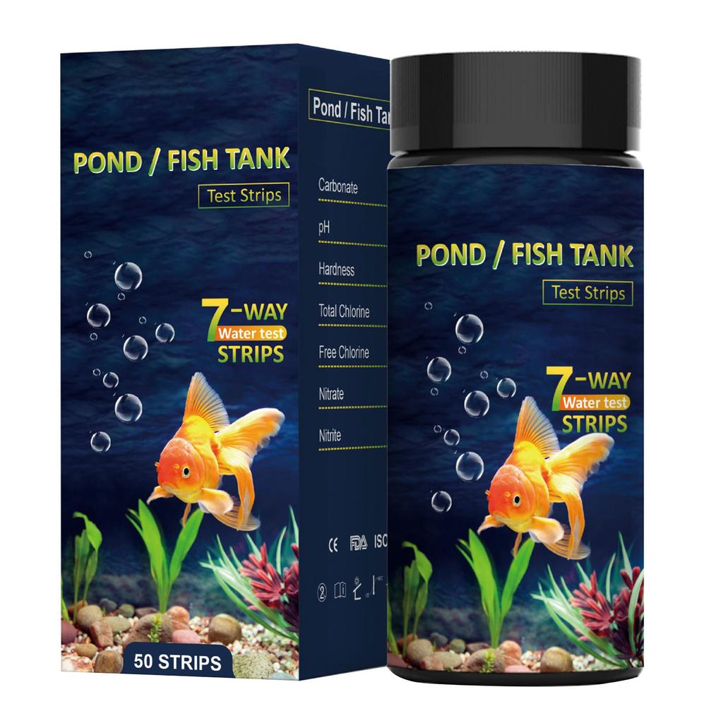 Aquarium Test Strips 50Pcs Easy Testing for PH Chlorine Hardness Alkalinity Fishtank Water Quality Carbonate Test Strips