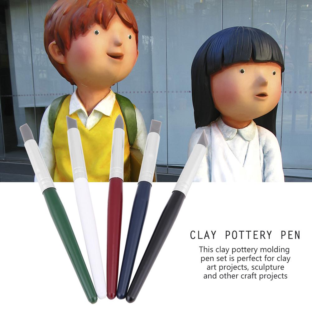 5pcsCelsiusset Silicone Soft Head Clay Pottery Moulding Pen Craft Tool (Large)