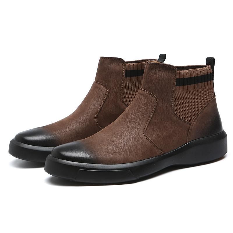 

NPEZKGC Новые 2019 Мужские Кожаные Ботинки Мода Осень Зима Теплые Хлопковые Бренд Ботильоны слипоны Мужская Обувь Обувь Повседневная 10