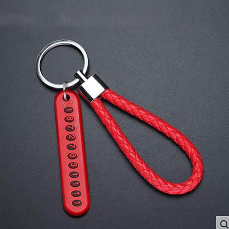 5 Colors Anti-Lost Phone Number Plate Car Keychain Pendant Auto Vehicle Card Keyring Key Chain for Men and Women