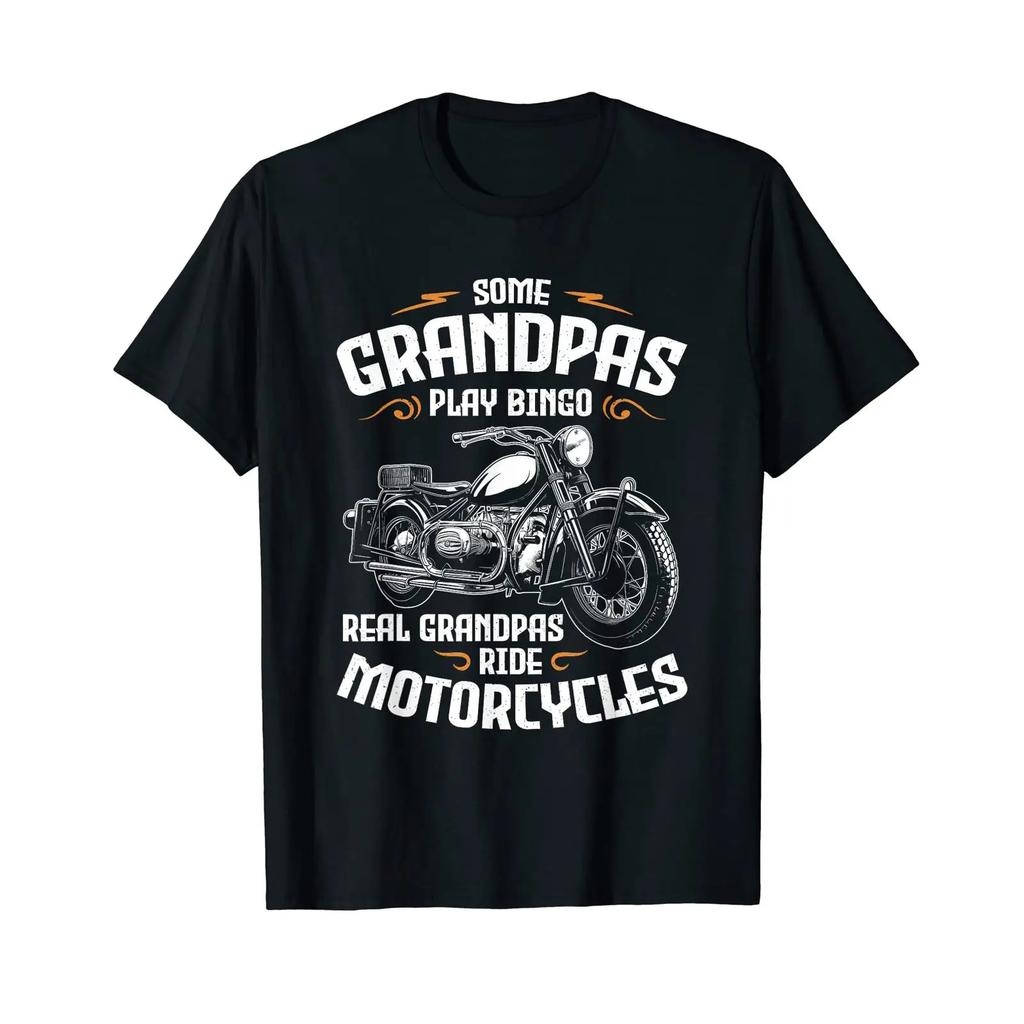 Mens Real Grandpas Ride Motorcycles Funny Motorcycle Lover Biker T Shirt Vintage Washed Homme Stretched Casual Breathable
