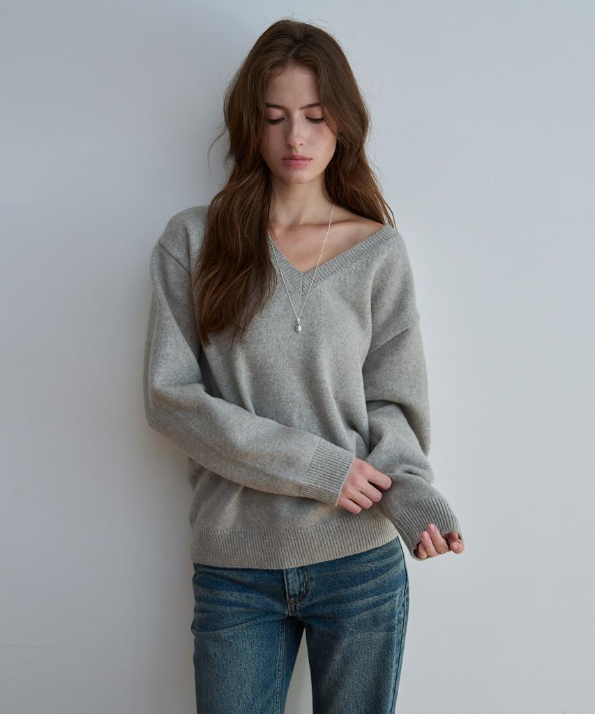 KEYAMO Plump V-Neck Knit_Haze Grey