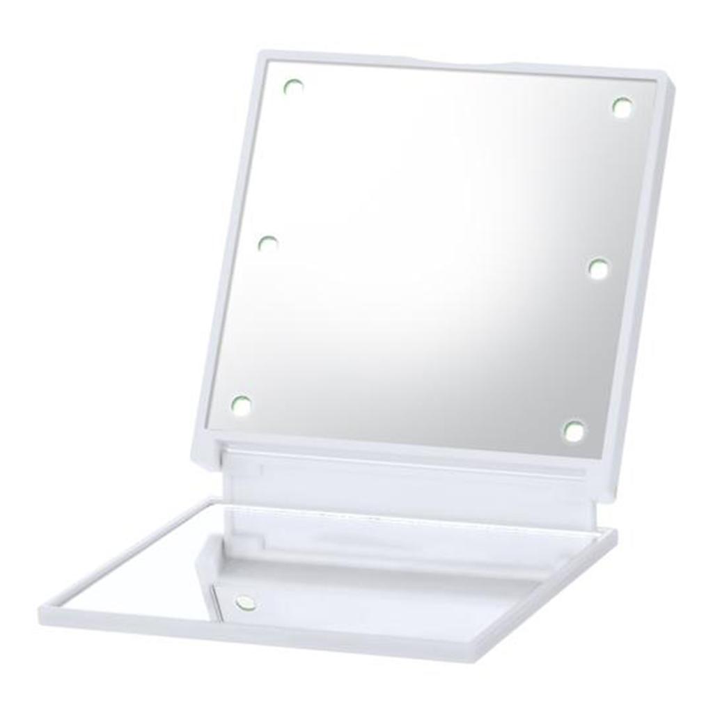 Mini LED Makeup Mirror Folding Portable Makeup Mirror with 6 LEDs Doublesided Cosmetic Mirror