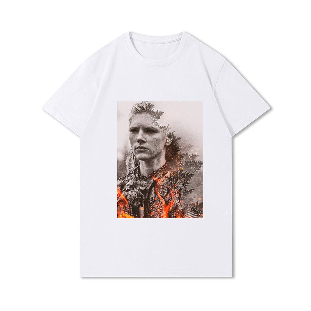 100% Cotton Summer Men T Shirts Viking Vintage Skull Beard with Headphone Printed Casual Top Tees