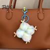 Soft Fermented Bean Curd Pendant Plush Keychain, Fluffy Doufu Bag Charm with Keyring, Backpack Handbag Purse Decoration Accessories