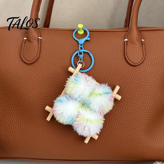 Soft Fermented Bean Curd Pendant Plush Keychain, Fluffy Doufu Bag Charm with Keyring, Backpack Handbag Purse Decoration Accessories
