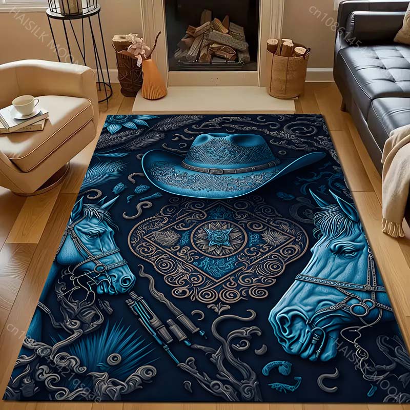 

Classic Cowboy Hat Art Print Carpet for Bedroom Living Room Bedside Sofa Floor Mat Modern Home Decor Area Rug Luxury Gift 40x60cm (16x24in)