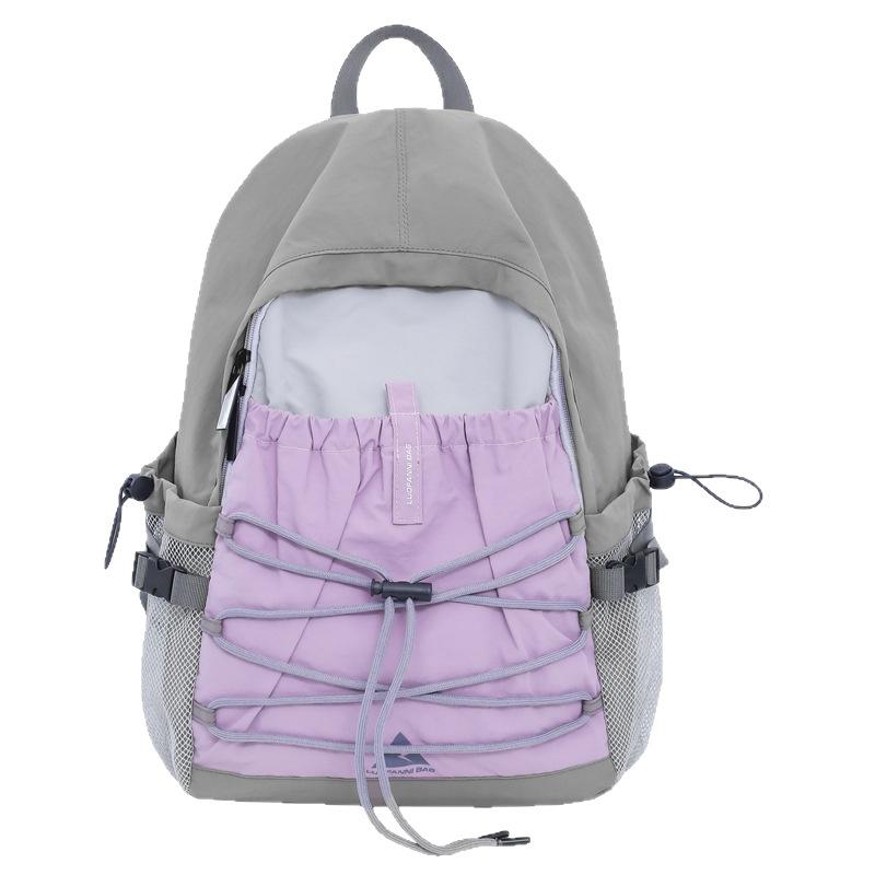Schoolbag Large Capacity Leisure Sports Backpack Outdoor Drawstring Mountaineering Bag Short Trip Simple Storage Bag Contrasting Color Backpack