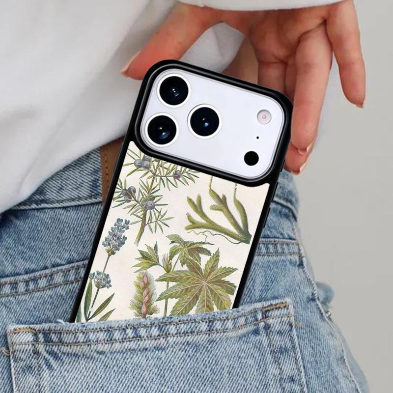 Botanical Drawings Flowers Plants Soft Phone Case for iPhone 16e 15 14 13 12 17 Pro Max Plus Air 17pro Cover Coque