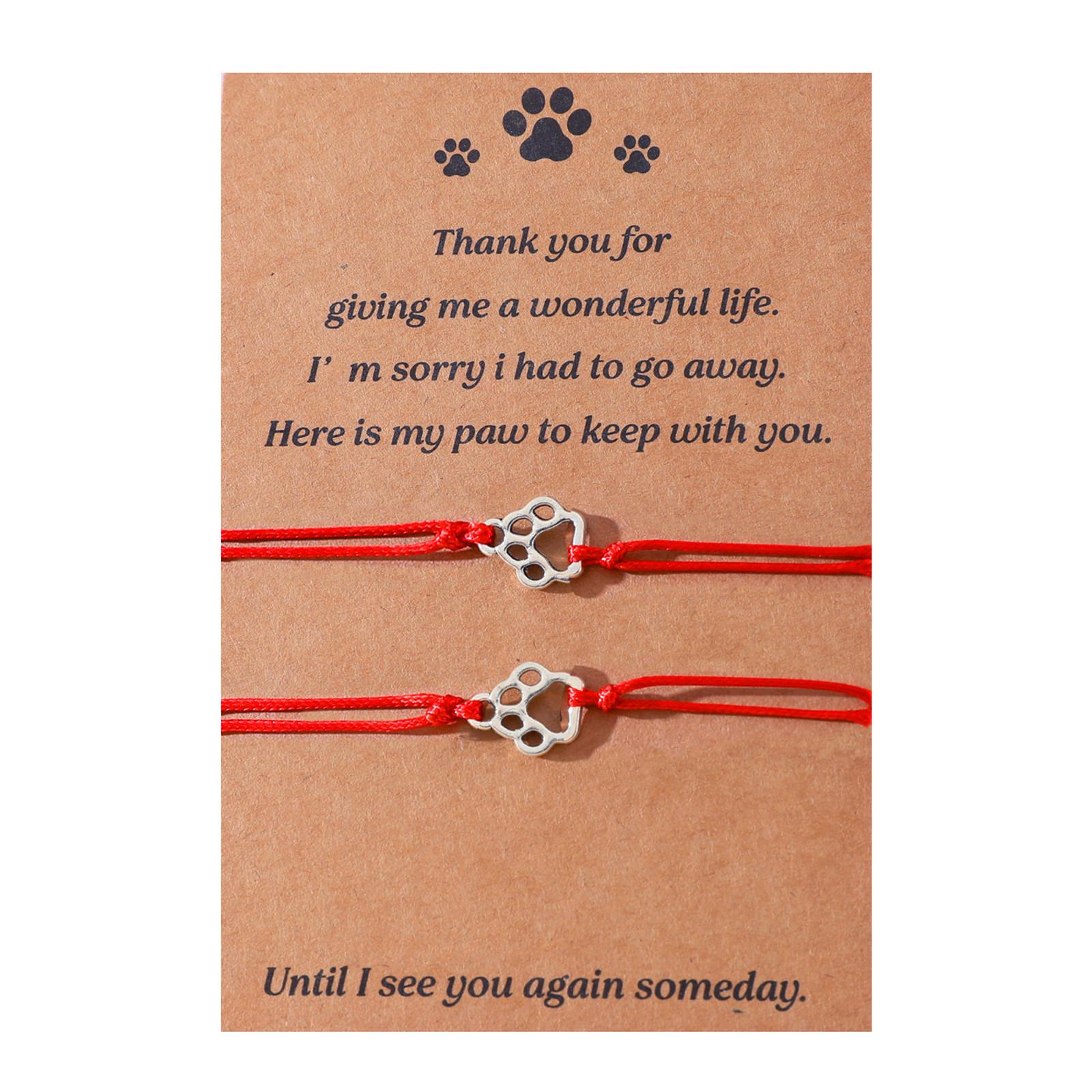 

Cat Lover Bracelet - Customizable Paw Print Thread Band with Sympathy Card Women s Friendship Memorial Jewelry for Dog Cat Owner