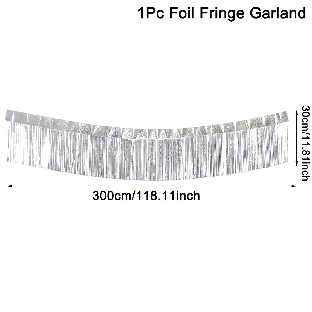 30x300CM Party Backdrop Foil Fringe Garland Metallic Tinsel Streamers Banner Hanging for Birthday Wedding Christmas Decorations