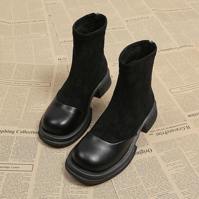 Fashion 2024 High Quality Women's Shoes Back Zip Women's Boots Fashion Round Toe Modern Boots Women Brand Short Plush Ankle Bootszapatos