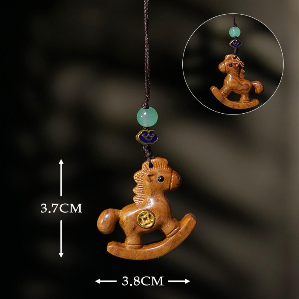 Traditional Horse Keychain Wooden Horse Pendant Backpack Ornaments Car Keychain  Bag Decoration