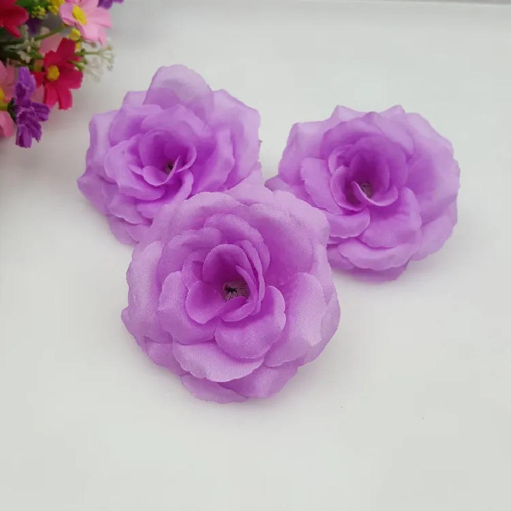 Can Mix Color 10PCS/Lot 8CM Yellow Artificial Rose Silk Flower Heads DIY Wedding Home Decoration Festive Party Supplies 17colors