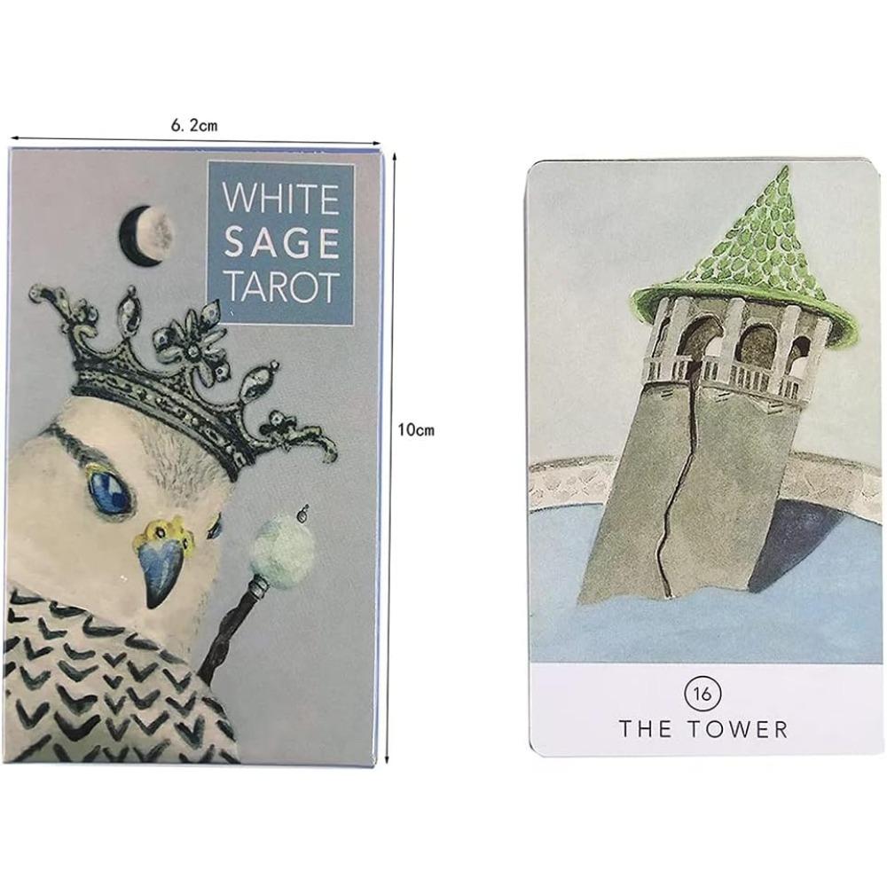 10.3*6cm White Sage Tarot Deck, A Pocket-Sized 78-Card Deck Featuring Charming Animal Art & Nature-Inspired Minimalist Design