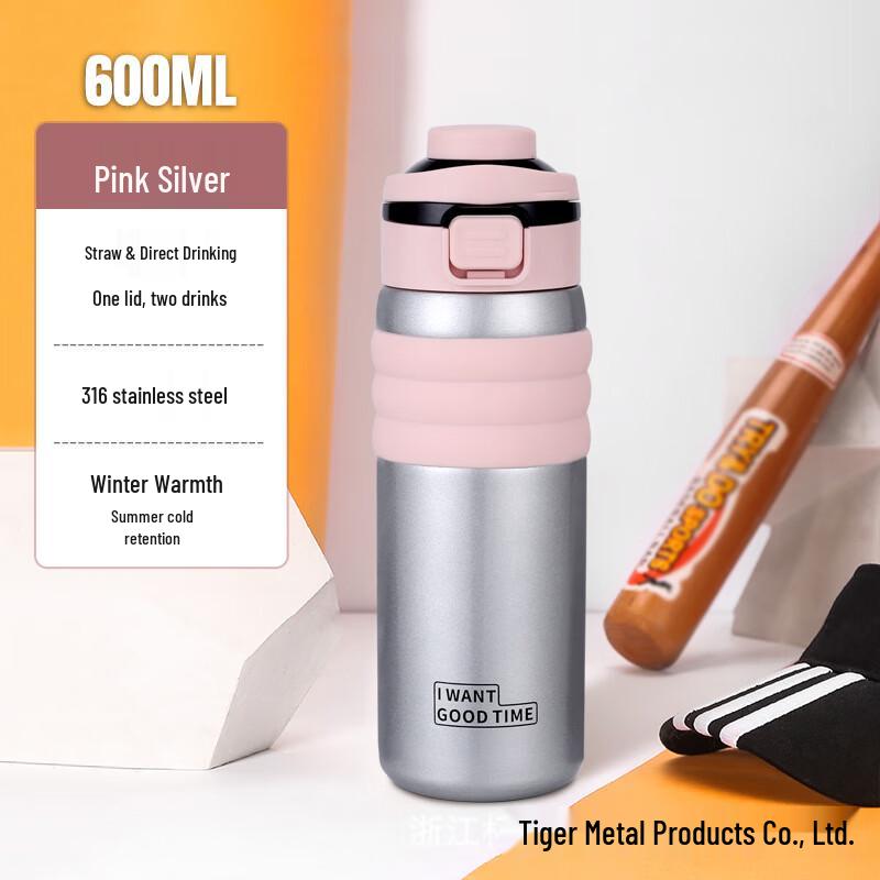 OEING Double-Drink Insulated Sports Water Bottle