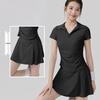 Women's Anti-Glare Tennis Skirt & Breathable Yoga Top Set: Slimming, Waist-Cinching, Casual Sportswear