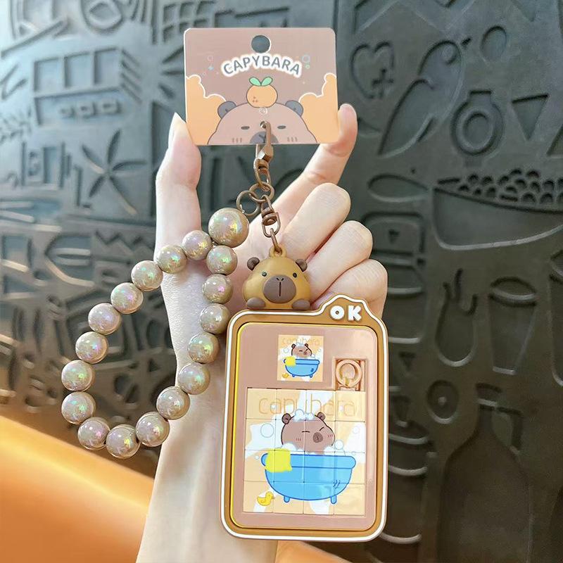 Porte-clés Puzzle Capybara Huarong Road:  Pendentif de Cartable Capybara Mignon et Petit Cadeau