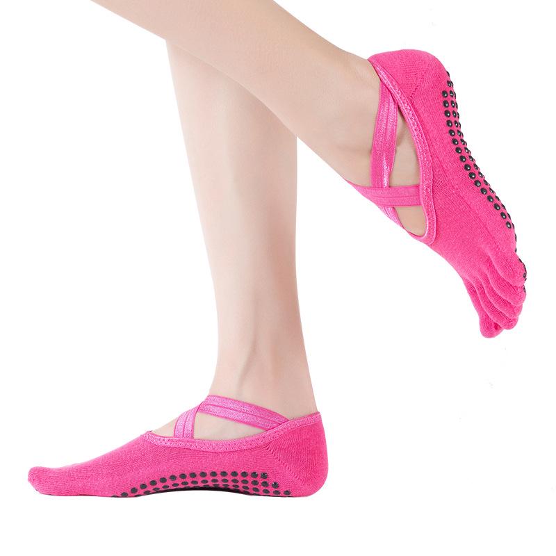 Ballet Style Non-slip Gel Yoga Socks, Cotton Five-Toe Sports Socks