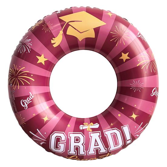 

Graduation Party Inflatable Swim Ring Congrats Grad Leakproof Thickened PVC Swimming Ring Outdoor Pool Beach Graduation Party Float Tube красный