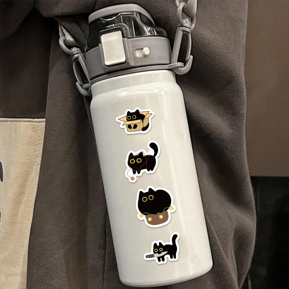 500pcs Ten Different Patterns Black Cat Stickers Small Pattern Decoration Luggage Skateboard Water Cup Stickers Craft Supplies