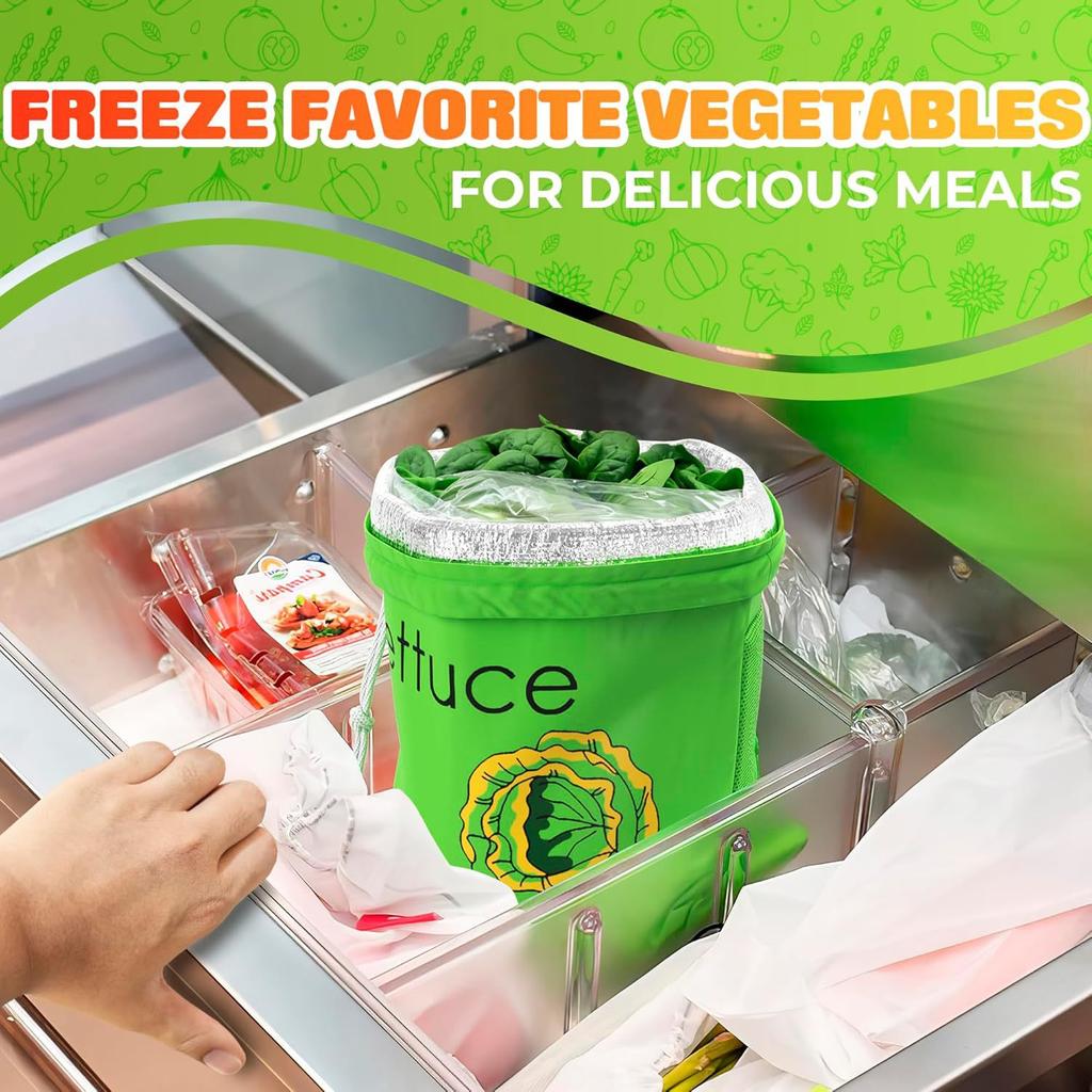 2Pcs Reusable Cotton Vegetable and Fruit Storage Bags Eco Friendly Drawstring Produce Fresh Keeping Pouches for Kitchen Refrigerator Freezer