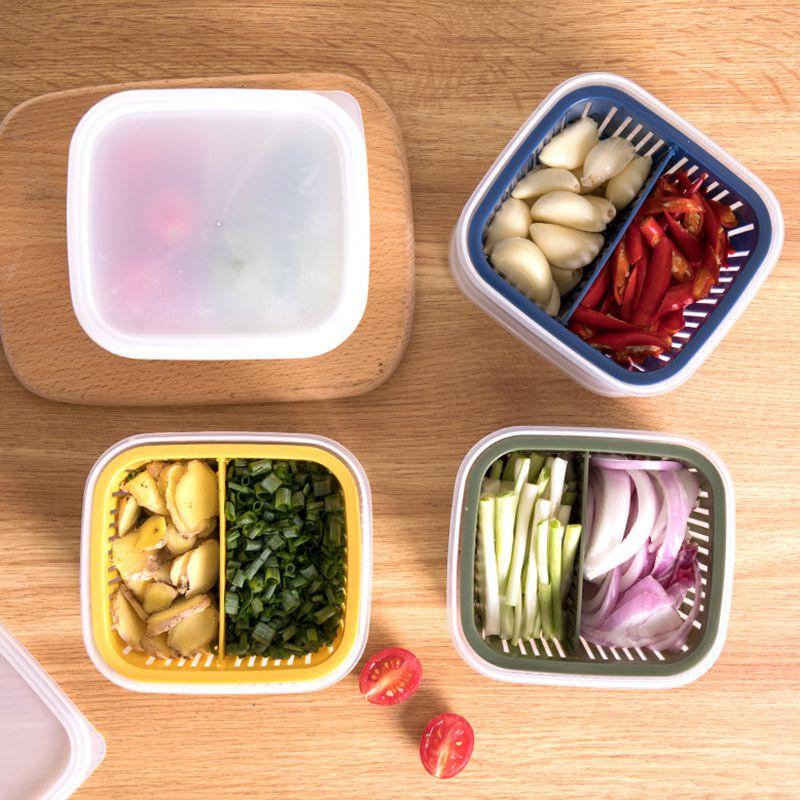 Transparent Double Layer Fresh-keeping Box For Ginger Garlic Onion Storage And Preservation