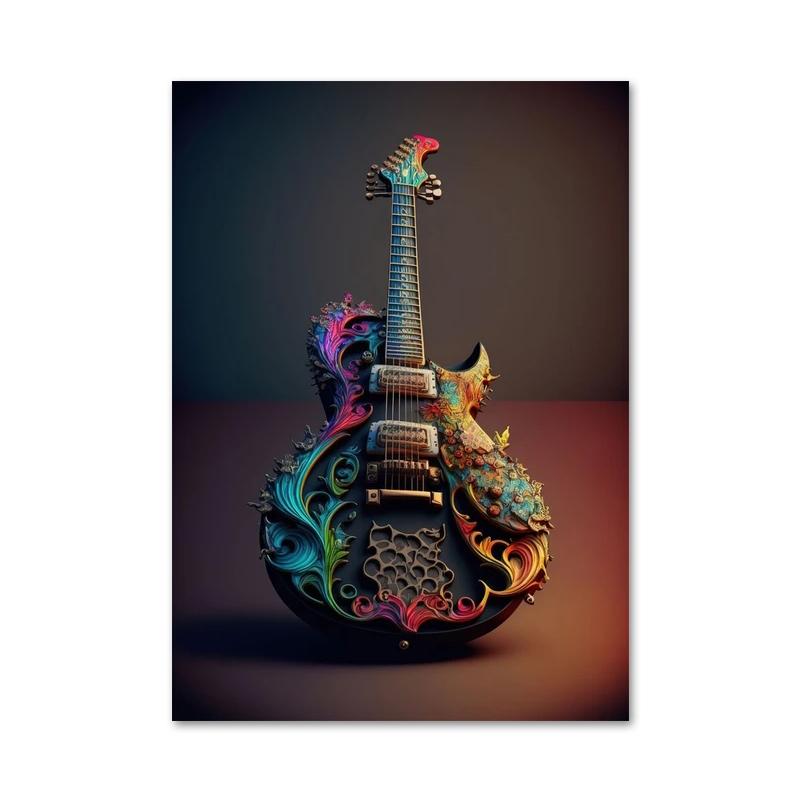Color Music Guitar Record Posters and Prints Abstract Modern Aesthetics Jazz Canvas Painting Wall Art for Music Room Home Decor