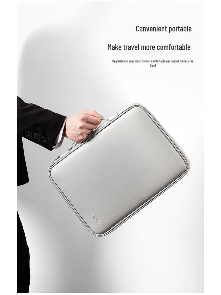 14-Inch Full Open Leather Laptop Sleeve for MacBook, Lenovo, Huawei