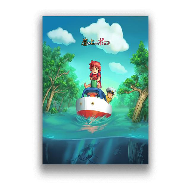 Klasický kreslený film Japonské anime Ponyo na útesu Malba na plátně do obývacího pokoje Dekorace dětského pokoje Domácí dekorace Bez rámu