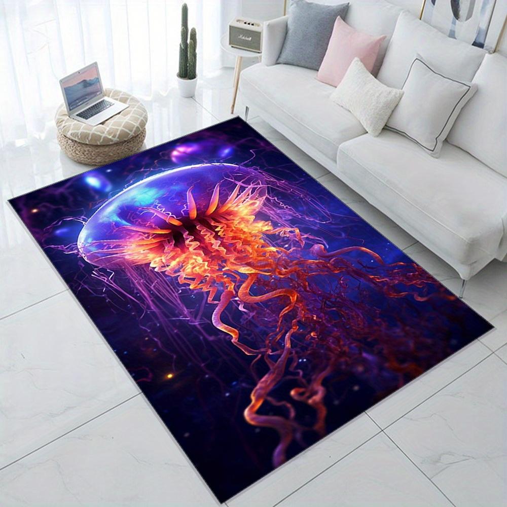 Vibrant Jellyfish Area Rug – Non-Slip, Durable & Easy-Clean Polyester Carpet with Crystal Velvet Finish, Perfect for Living Room