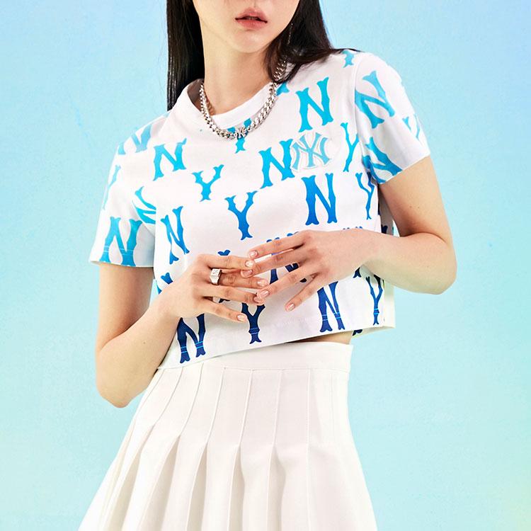 New MLB New York Yankees Crop Tops Women's White 3FTSM6123-50BLS