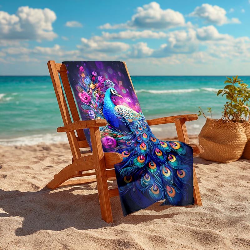 1Pc Colorful Peacock Fantasy Beach Towel Quick Dry Multiuse For Beach Pool Gym Yoga Home Travel Christmas Halloween Xmas Gift G1132