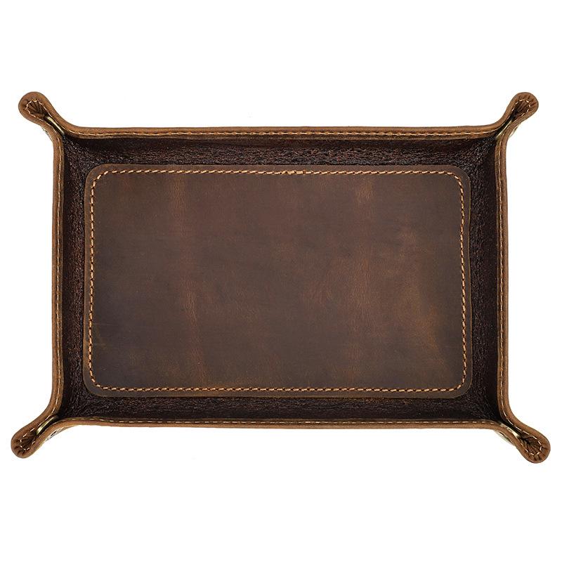 Handmade Retro Crazy Horse Leather Desktop Organizer Box