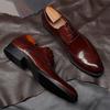 Spring and Summer British Bullock Youth Leather Shoes Men's Carved Feet Lace-up Business Leisure