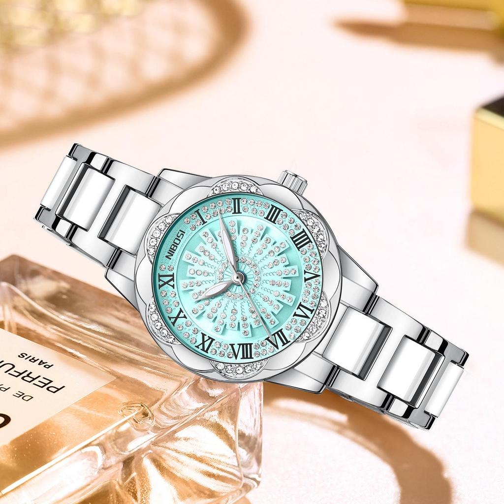 NIBOSI Woman Watch Stainless Steel Waterproof Luminous Elegant Ladies Wristwatch Luxury Diamond Dial Quartz Watch for Women