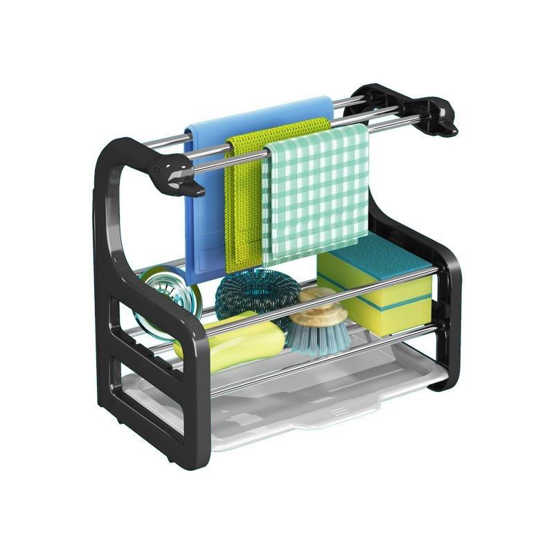 Kitchen Drain Rag Rack Wall-mounted Punch-free Countertop Rack To Dry Sponge Dish Cloth Rack Storage