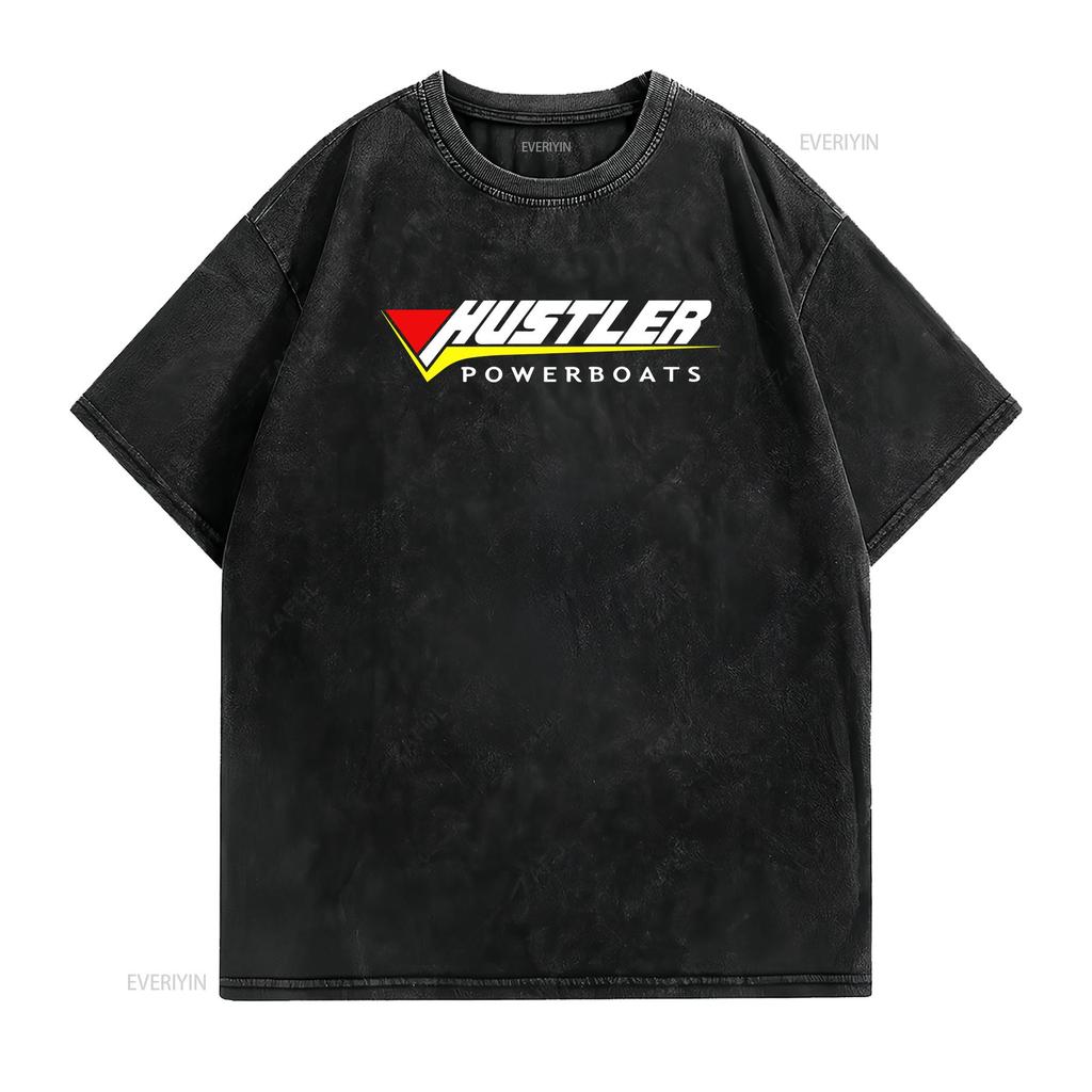 Nové tričko Hustler Powerboats Logo T USA velikost S XXL vintage Vyprané Všestranné Ležérní Stylové Prodyšné Měkké Unisex pánská móda