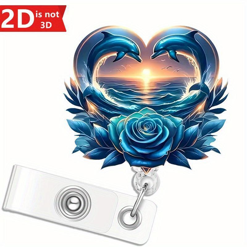 

Fun Dolphin Badge Reel - 2D scalable RN nurse clip for dolphin enthusiasts and medical staff.