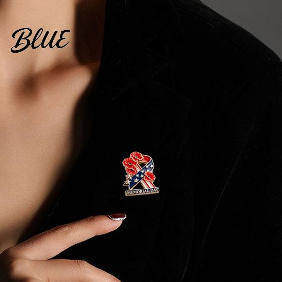 Wear-resistant Lapel Pin Memorial Day Flower Brooch Commemorative Soldier Patriotic Metal Tribute Wear-Resistant Anti-Rust Badge