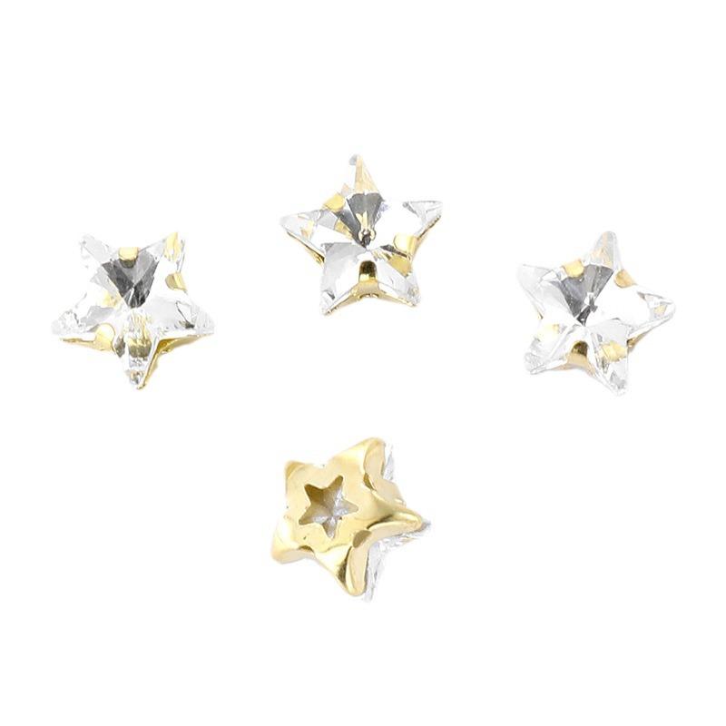 50 Pcs 10mm Star Glass Claw Drill with Hole Pentagram Hand-sewn Drill DIY Wedding Shoes and Clothing Bags Hairpin Jewelry Accessories