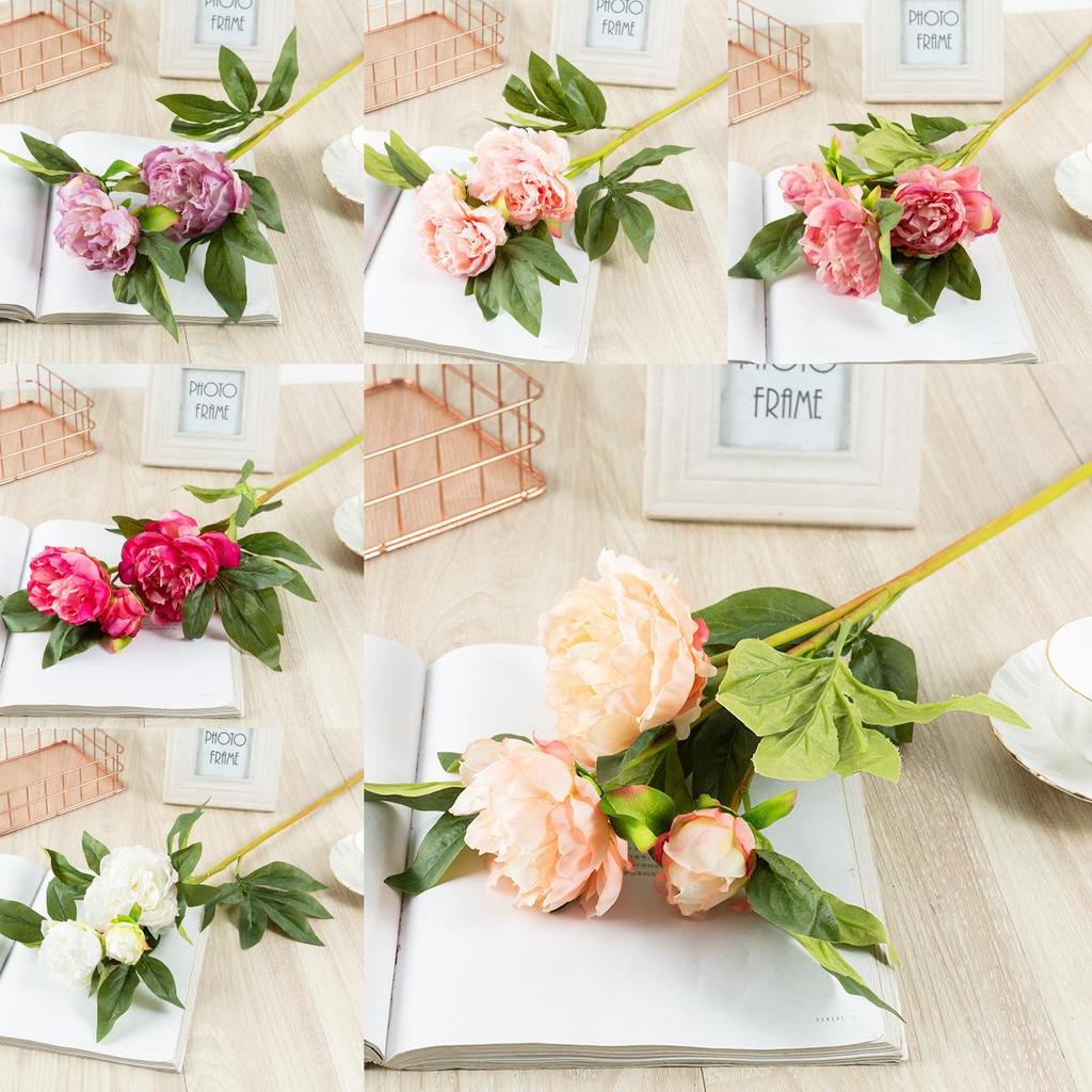 Peony Artificial Flower Decor With Silk Material For Wedding Home Office Display