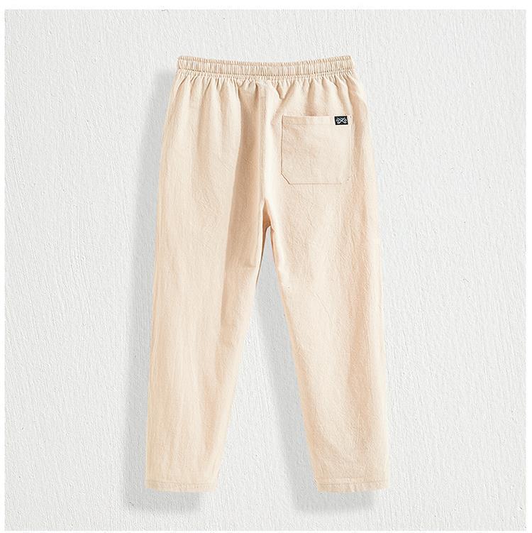 Men's Casual Linen-Cotton Nine-Point Trousers - Lightweight Straight-Fit Summer Pants