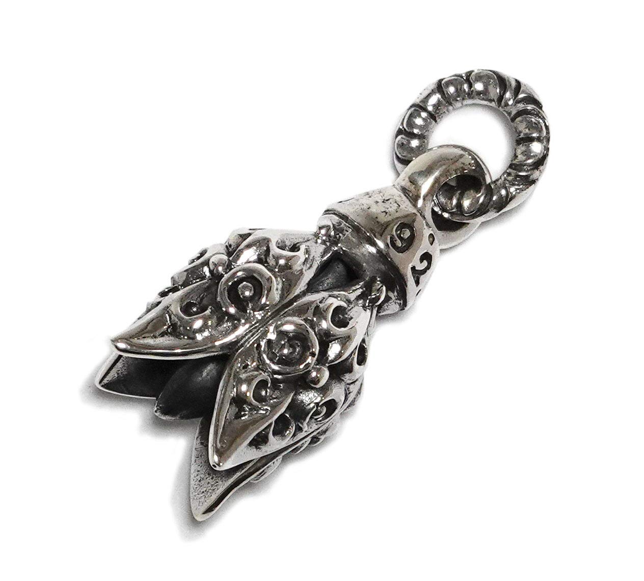 

[FORTUNA] Leaf Bell Arabesque Pattern Pendant Top, Sterling Silver 925, Gentle Sound