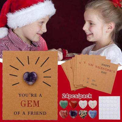 Valentines Day Gifts Kids 24 Pack Valentines Cards Valentine Girls Heart-Shape Gift Party Toddl V2T7