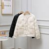 Xiaoxiangfeng light and thin small down jacket short winter new embroidered round neck trimmed collarless duck down jacket