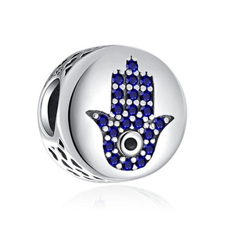 New Original Copper Plated Accessories Fashion Charm Eye Of The Devil Palm Bead Fit Pendant Bracelet For Women Diy Jewelry Gift