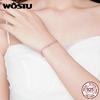WOSTU Parallel Chains With Silver Bead Bracelets 925 Sterling Silver For Women Chain Link New Design