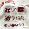 24Pcs/Box Creative Red Apple Resin Nail Charms Fruit Flatback Nail Art Slices Sweet Accessories For Diy Nail Art Decorations