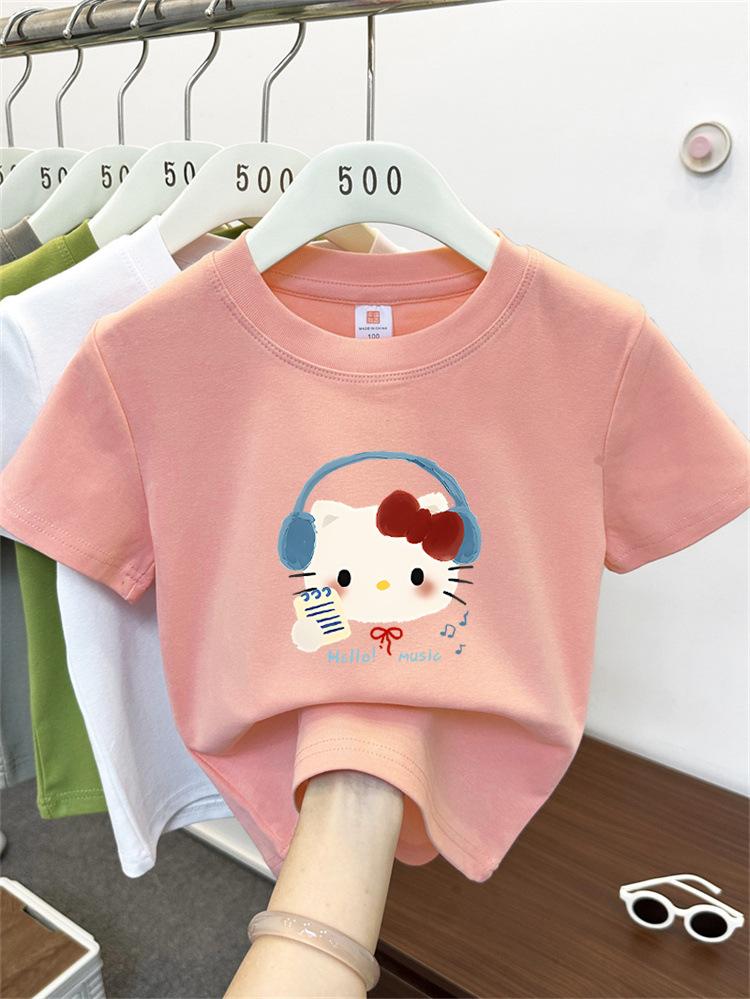 Kids Summer Cotton Cartoon T Shirt Loose Short Sleeve Round Neck Top For Boys And Girls